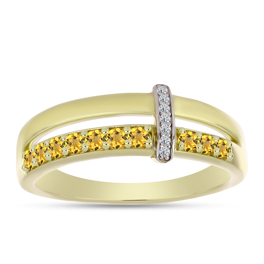 Pozlátený Strieborný Prsteň s Koňakovým Kremeňom a Bielym Topásom 3 