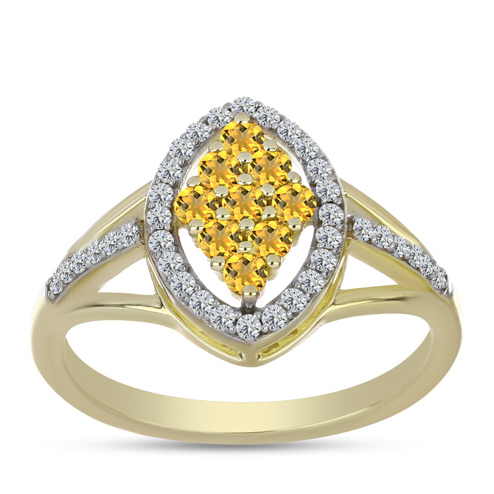 Pozlátený Strieborný Prsteň s Koňakovým Kremeňom a Bielym Topásom 3 