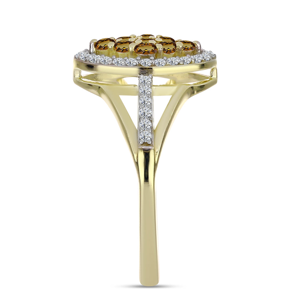 Pozlátený Strieborný Prsteň s Koňakovým Kremeňom a Bielym Topásom 4 