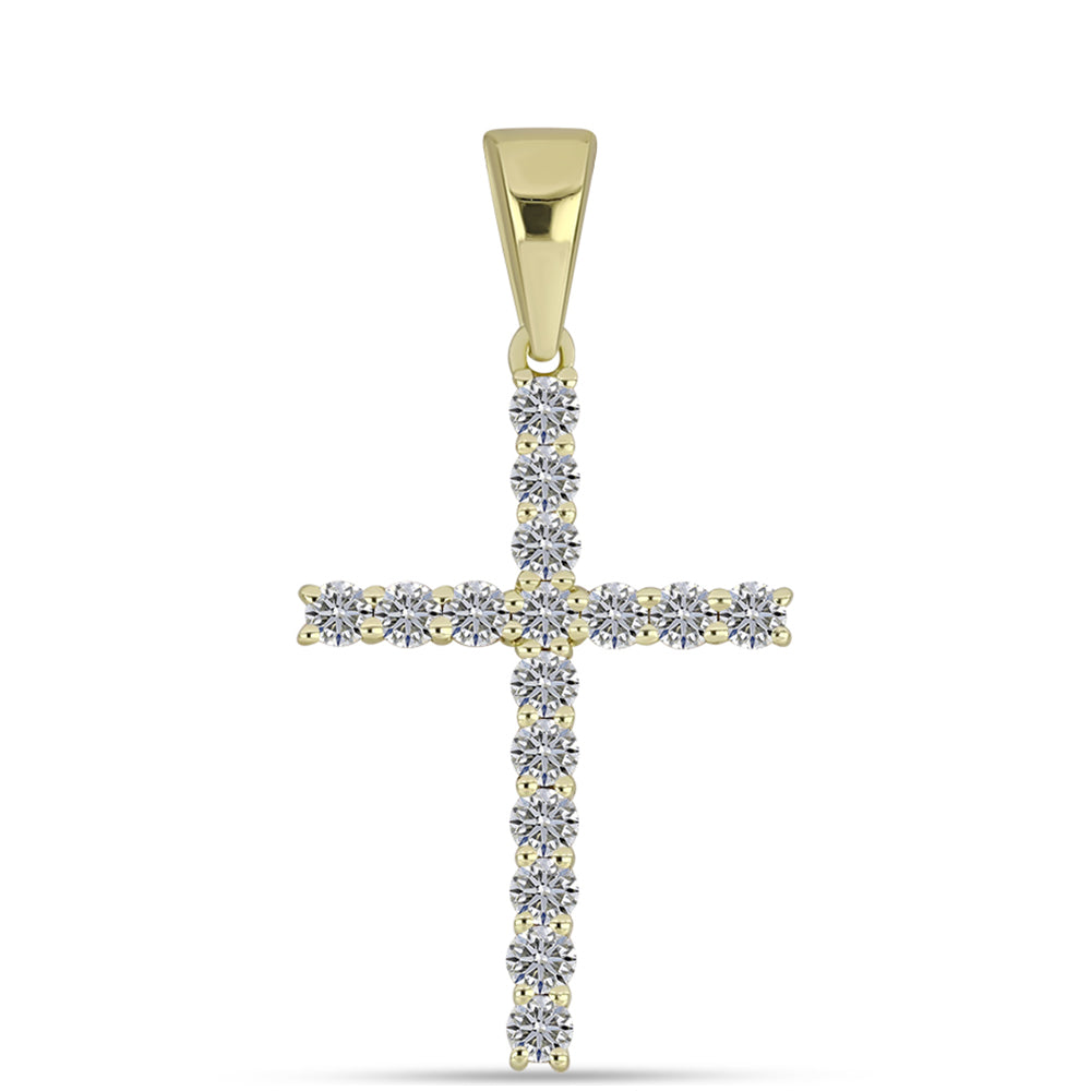 Kríž Pozlátený Strieborný Prívesok s Certifikovaný Diamantom pestovaný v laboratóriu