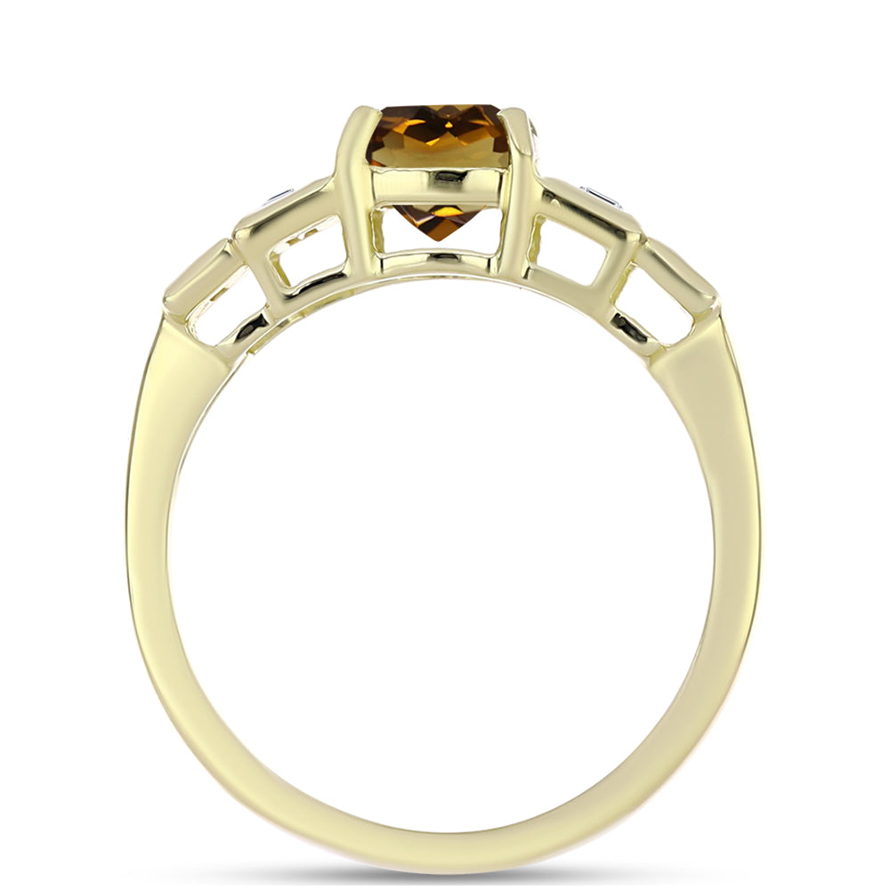 Pozlátený Strieborný Prsteň s Koňakovým Kremeňom a Bielym Zirkónom 2 