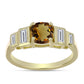 Pozlátený Strieborný Prsteň s Koňakovým Kremeňom a Bielym Zirkónom