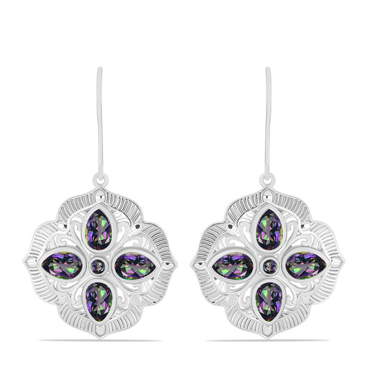 Strieborné Náušnice s Brazílskym Mysticky Zeleným Kremeňom