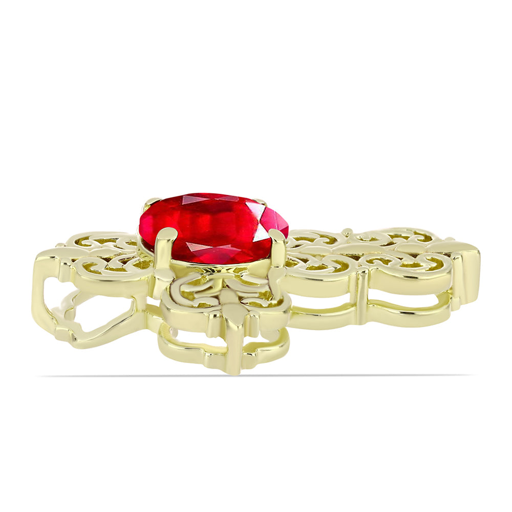 Kríž Pozlátený Strieborný Prívesok s Červeným Achátom 2 