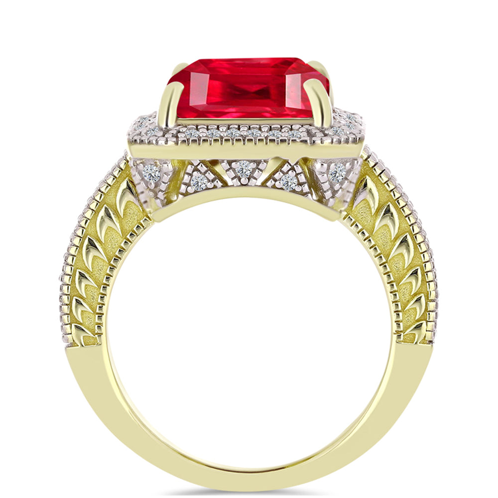 Pozlátený Strieborný Prsteň s Červeným Achátom a Bielym Topásom 2 