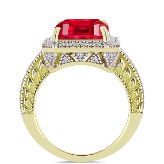 Pozlátený Strieborný Prsteň s Červeným Achátom a Bielym Topásom