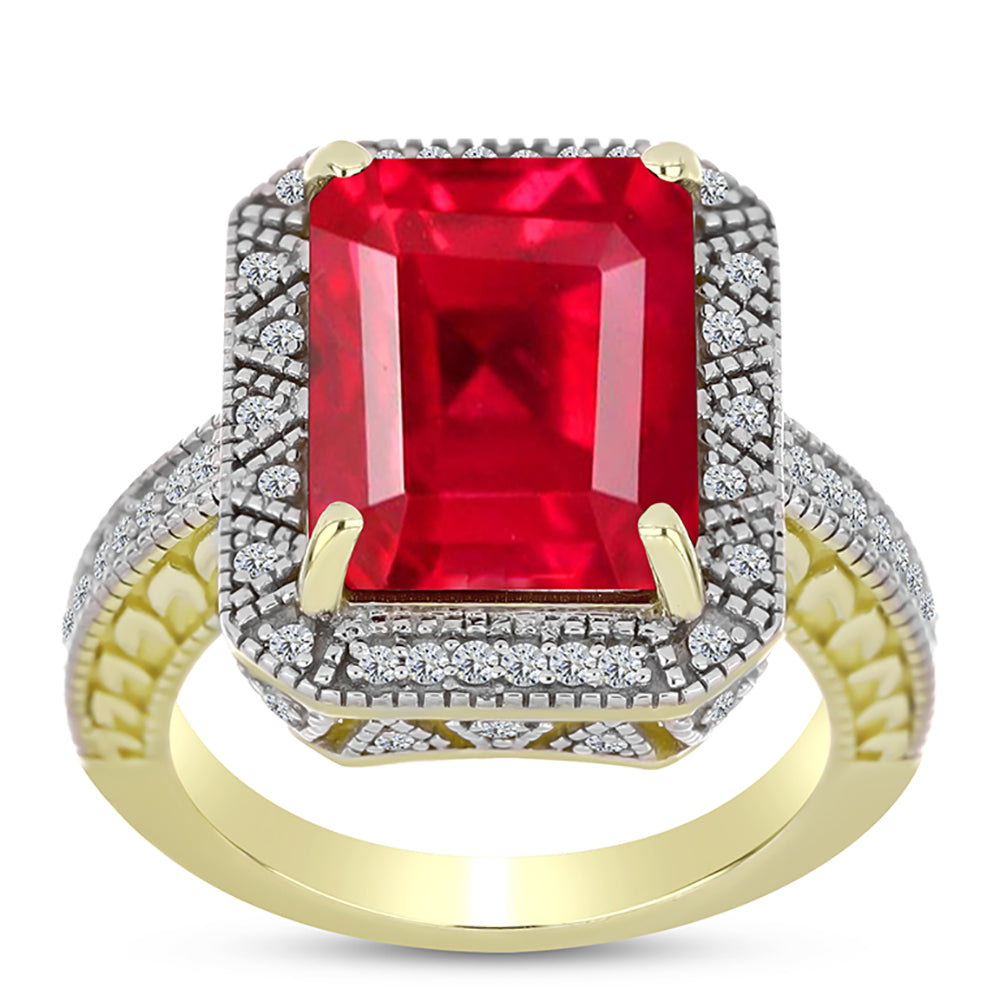 Pozlátený Strieborný Prsteň s Červeným Achátom a Bielym Topásom