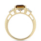 Pozlátený Strieborný Prsteň s Koňakovým Kremeňom a Bielym Zirkónom