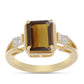 Pozlátený Strieborný Prsteň s Koňakovým Kremeňom a Bielym Zirkónom