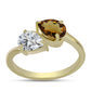 Pozlátený Strieborný Prsteň s Koňakovým Kremeňom a Bielym Topásom