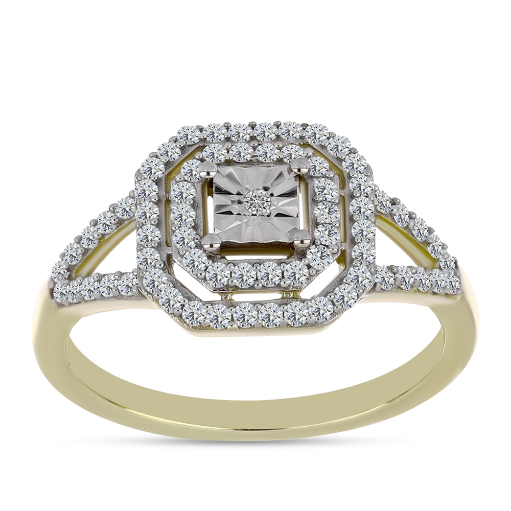 Pozlátený Strieborný Prsteň s Bielym Diamantom a Bielym Topásom