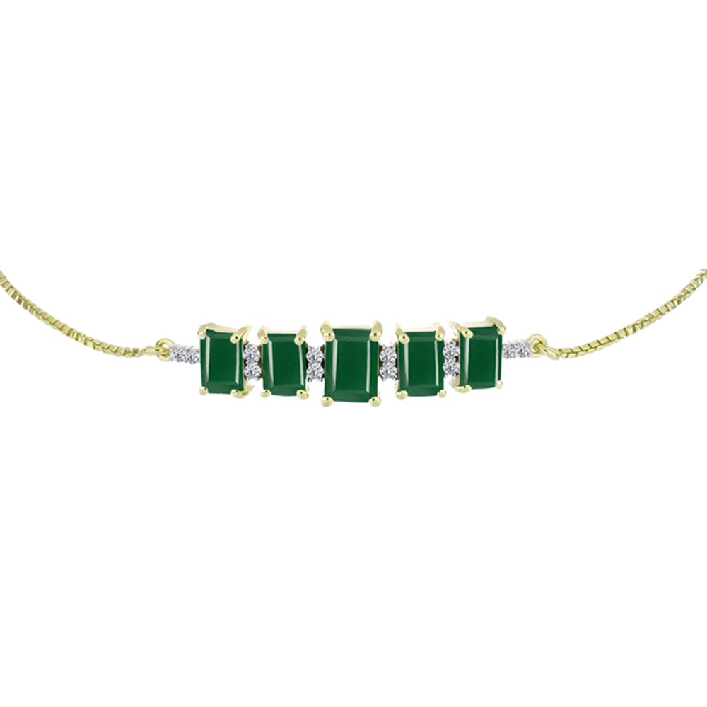 Pozlátený Strieborný Náramok s so Zeleným Achátom 3 