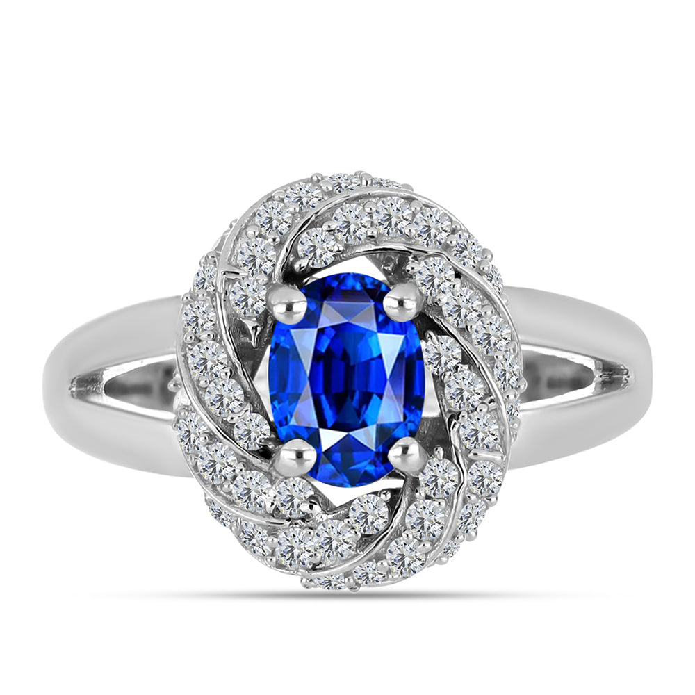Strieborný Prsteň s Austrálskym Modrým Zafírom a Bielym Topásom 1 