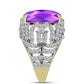 Pozlátený Strieborný Prsteň s Fialovým Achátom a Bielym Topásom