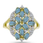 Pozlátený Strieborný Prsteň s Labradoritom a Bielym Topásom