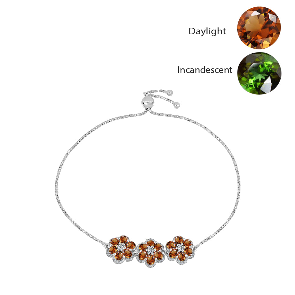 Strieborný Náramok s Certifikovaný Anatólskym zultanitom pestovaný v laboratóriu a Bielym Topásom