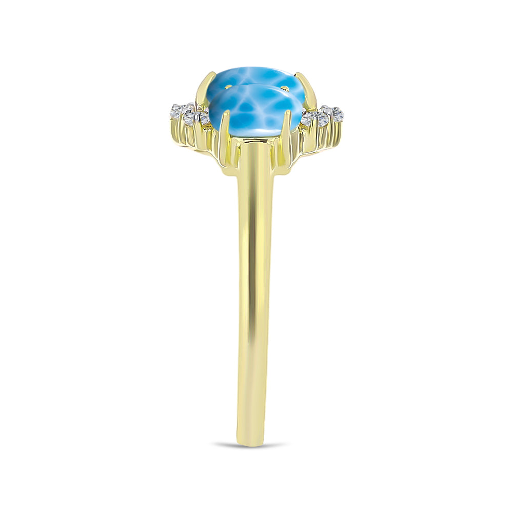 Pozlátený Strieborný Prsteň s Larimarom a Bielym Topásom 4 