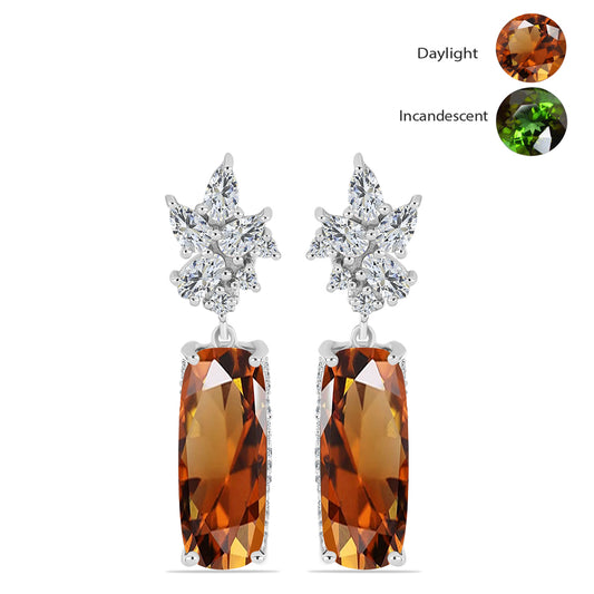 Strieborné Náušnice s Certifikovaný Anatólskym zultanitom pestovaný v laboratóriu a Bielym Topásom