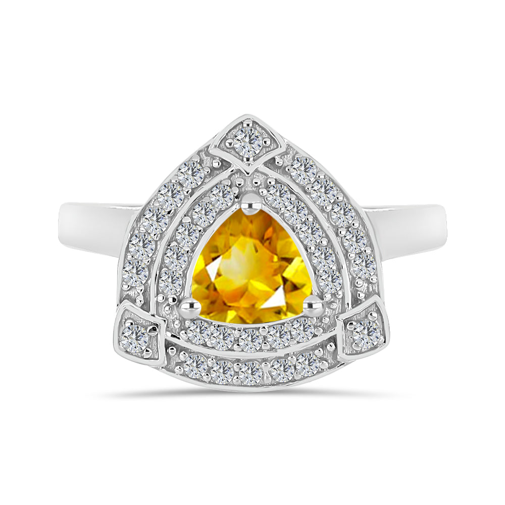 Strieborný Prsteň s so Zlatým Citrínom a Bielym Topásom 1 