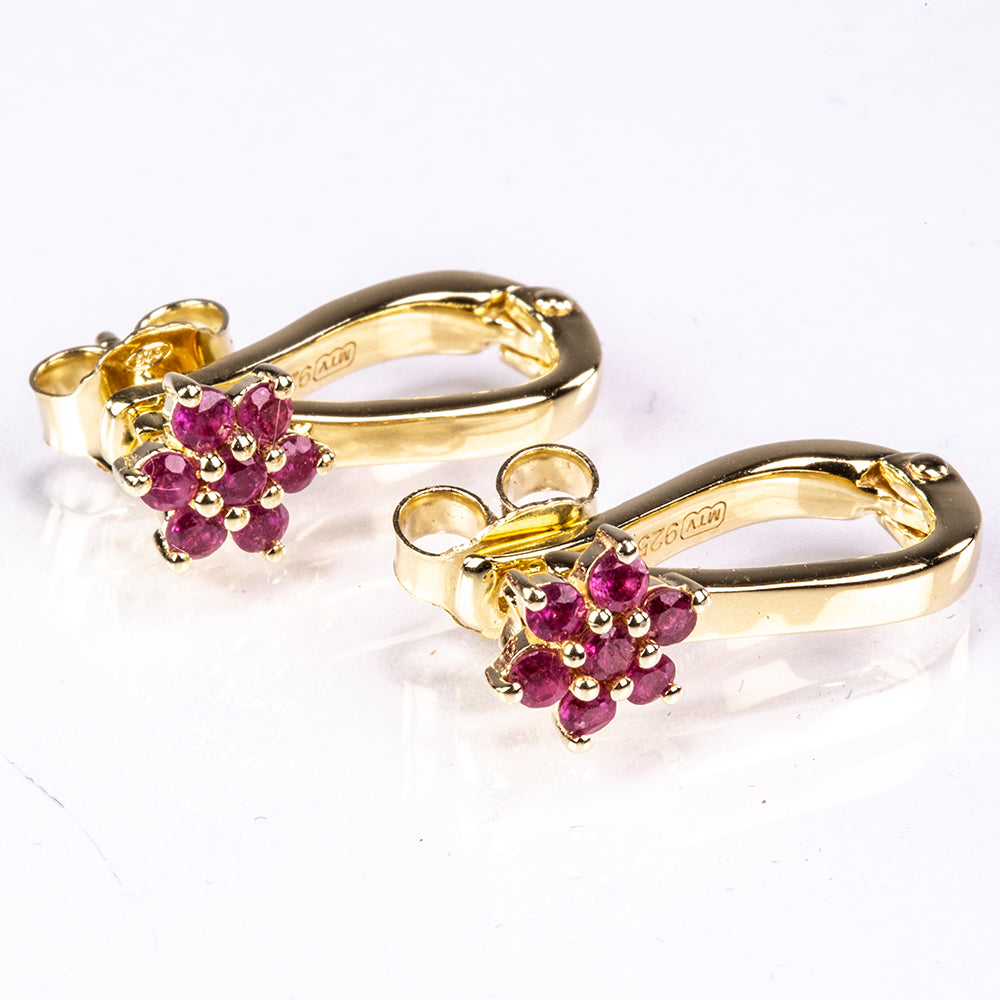 Pozlátené Strieborné Náušnice s Madagaskarským Rubínom 1 