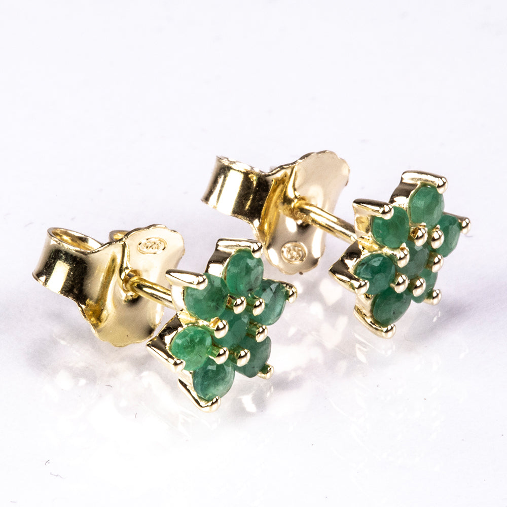 Pozlátené Strieborné Náušnice s Brazílskym Smaragdom 1 