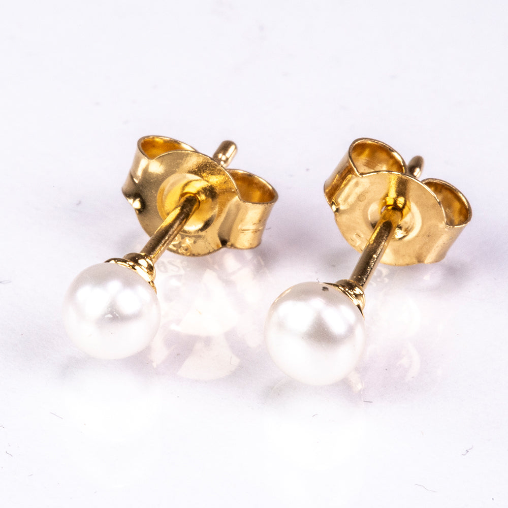 Pozlátené Strieborné Náušnice s so Sladkovodnou Bielou Perlou 1 