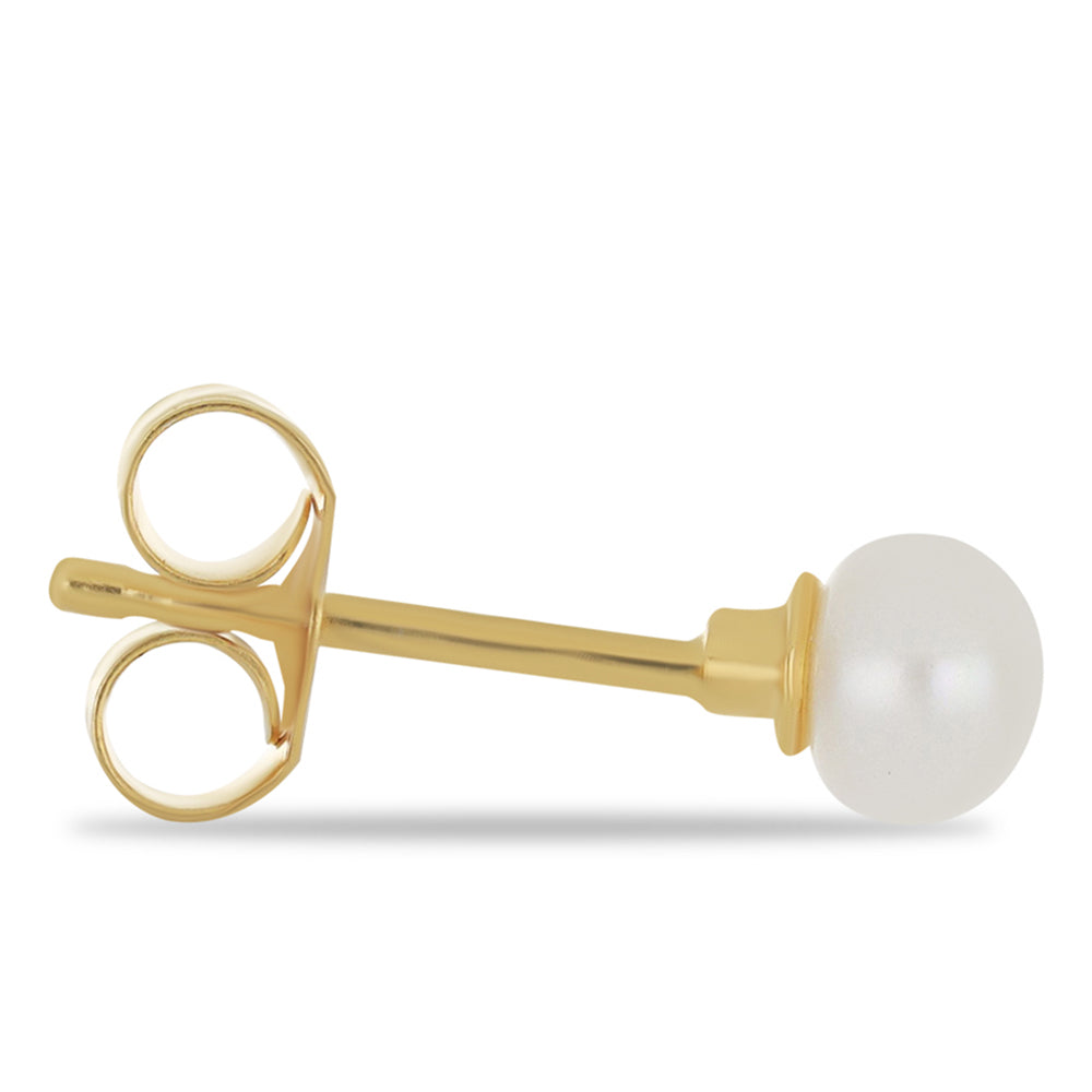 Pozlátené Strieborné Náušnice s so Sladkovodnou Bielou Perlou 3 