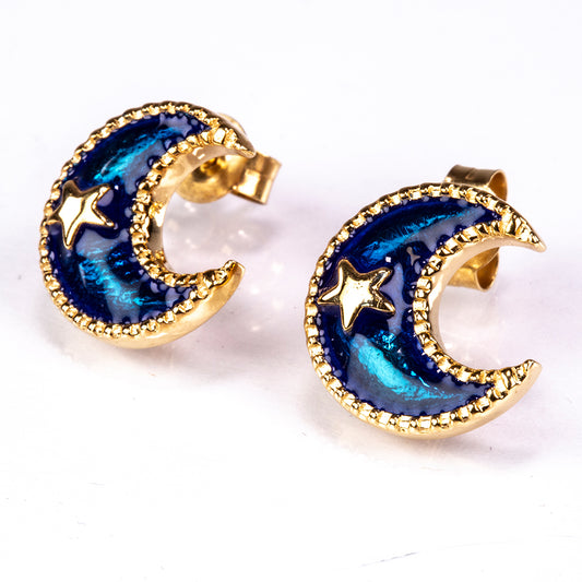 Pozlátené Strieborné Náušnice s so Smaltom