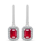 Strieborné Náušnice s Madagaskarským Rubínom a Bielym Topásom