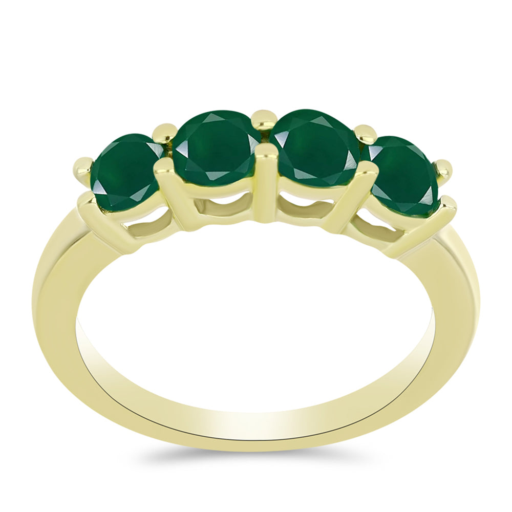 Pozlátený Strieborný Prsteň s so Zeleným Achátom 3 