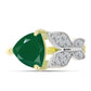 Pozlátený Strieborný Prsteň s so Zeleným Achátom a Bielym Topásom