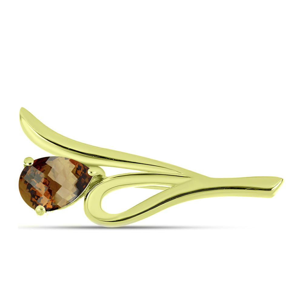 Pozlátený Strieborný Brošňa s Koňakovým Kremeňom 1 