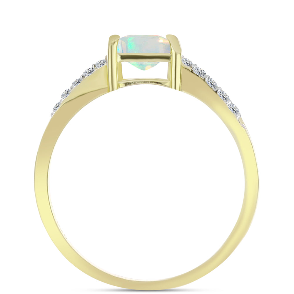 Pozlátený Strieborný Prsteň s Welo opálom a Bielym Topásom 2 