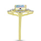 Pozlátený Strieborný Prsteň s Welo opálom a Bielym Topásom