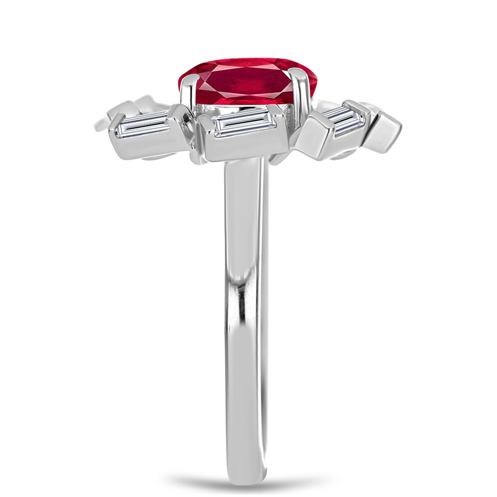 Strieborný Prsteň s Madagaskarským Rubínom a Bielym Topásom