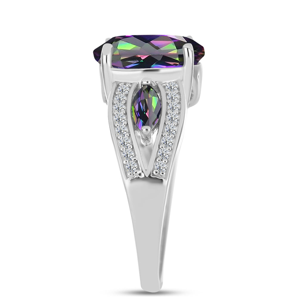 Strieborný Prsteň s Mystickým Topásom a Bielym Topásom 4 