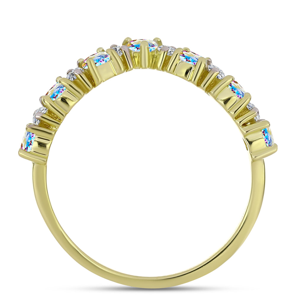 Pozlátený Strieborný Prsteň s Ľadovým Moissanitom a Bielym Topásom 2 