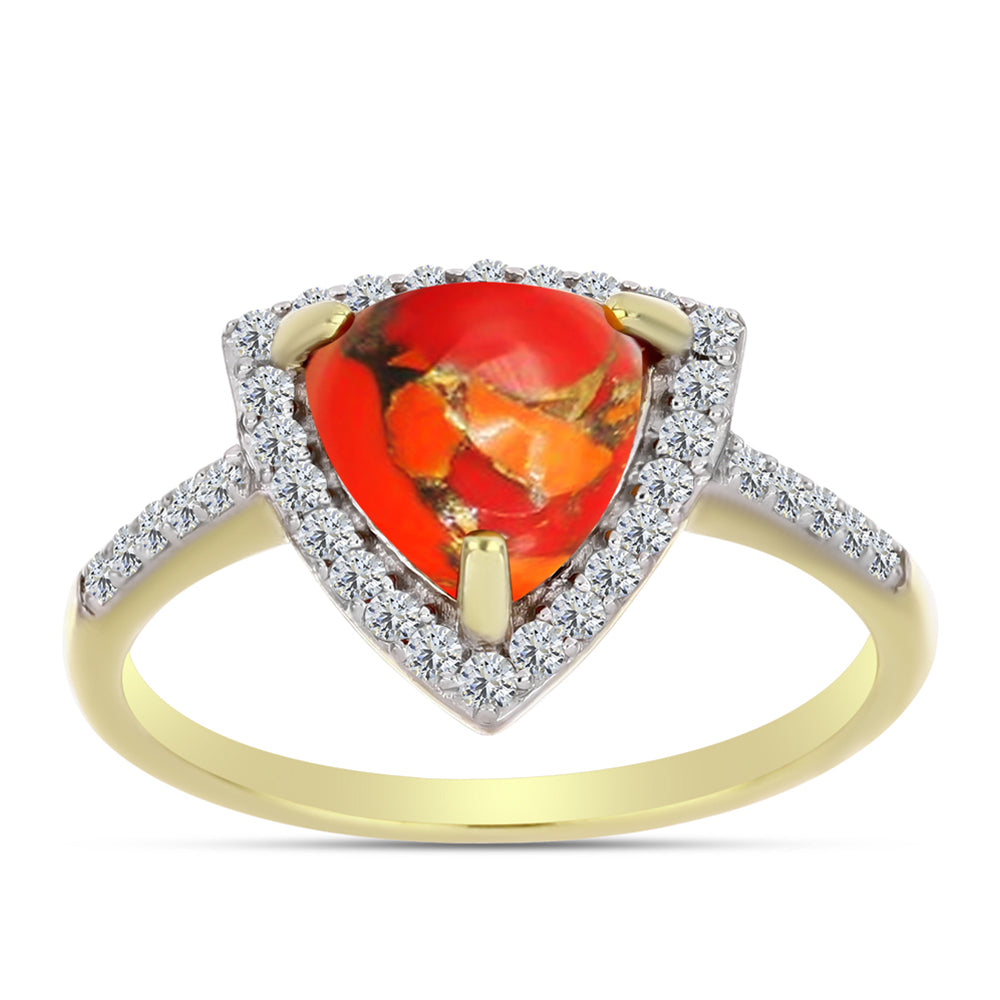 Pozlátený Strieborný Prsteň s Mohavským Tyrkysom a Bielym Topásom 3 