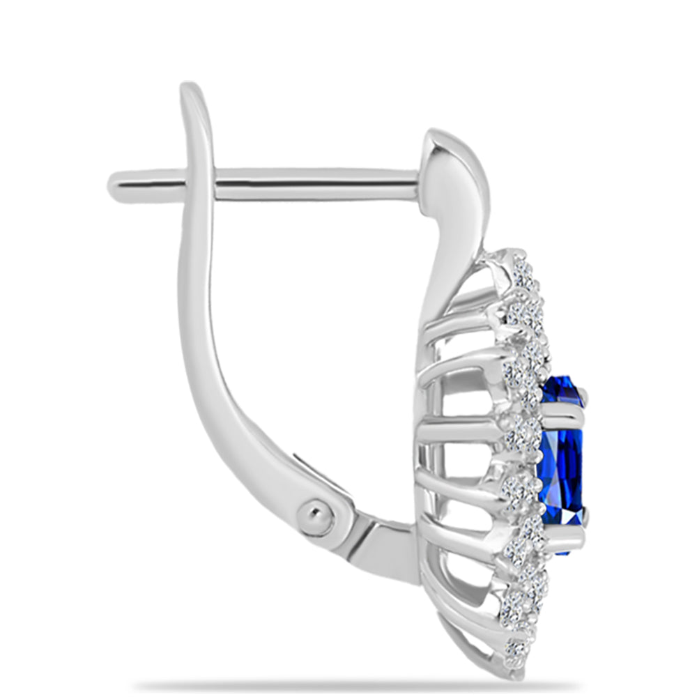 Strieborné Náušnice s Austrálskym Modrým Zafírom a Bielym Topásom 2 