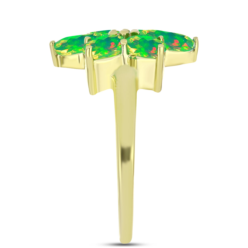 Pozlátený Strieborný Prsteň s so Zeleným Etiópskym Opálom z Lega Dembi a Bielym Topásom 4 