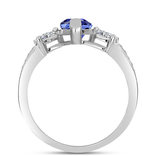 Strieborný Prsteň s AAA Tanzanitom a Bielym Topásom