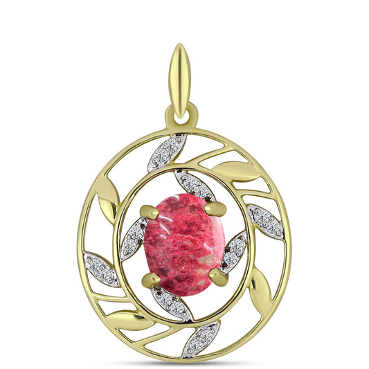 Pozlátený Strieborný Prívesok s Thulitom a Bielym Topásom