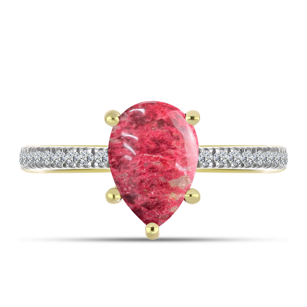 Pozlátený Strieborný Prsteň s Thulitom a Bielym Topásom 1 