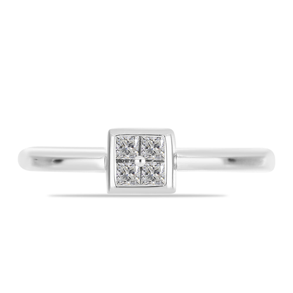 Strieborný Prsteň s Bielym Diamantom