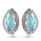 Strieborné Náušnice s Labradoritom z Gullgruvene a Bielym Topásom