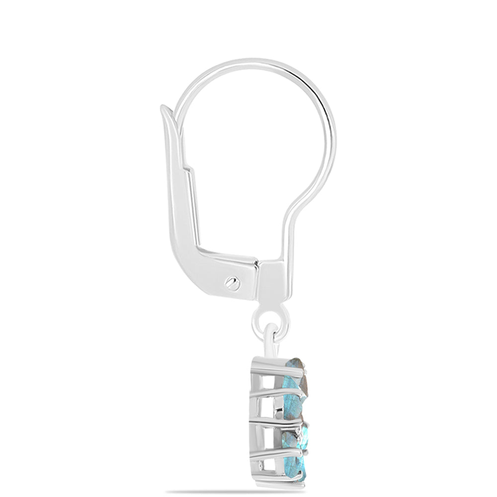 Strieborné Náušnice s Labradoritom z Gullgruvene a Bielym Topásom 2 
