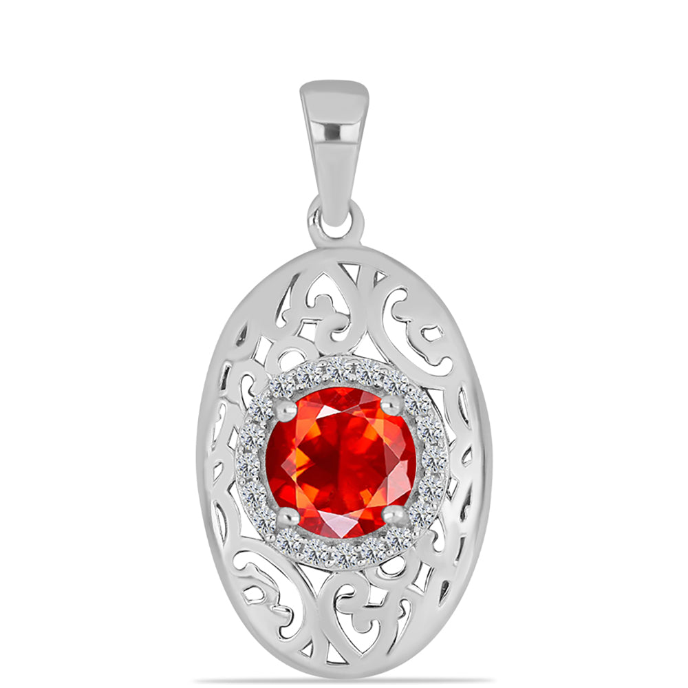 Strieborný Prívesok s Etiópskym Červeným Opálom z Lega Dembi a Bielym Topásom