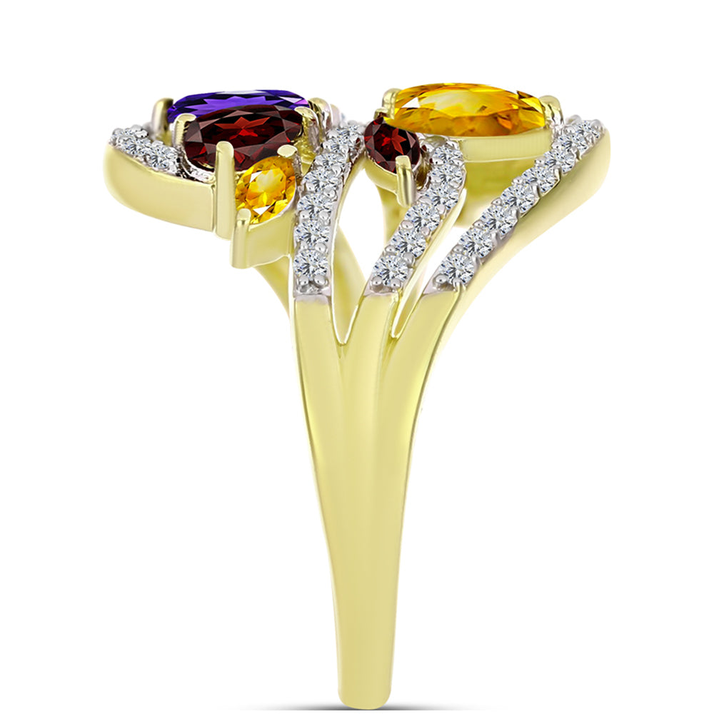 Pozlátený Strieborný Prsteň s Bartonským Granátom a Marockým Ametystom