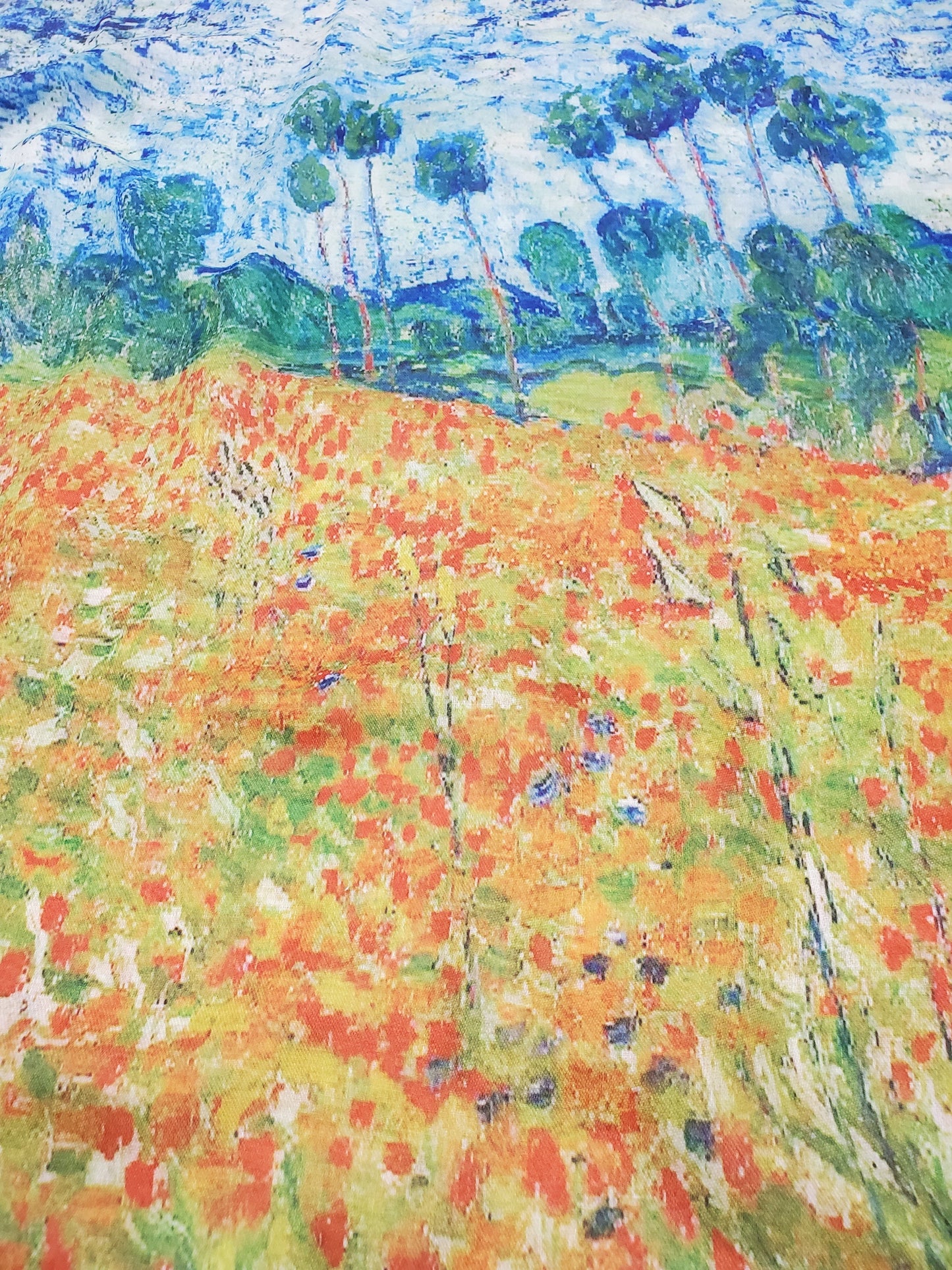 Bavlnený Šál-šatka, 70 cm x 180 cm, Monet - Makové poľa