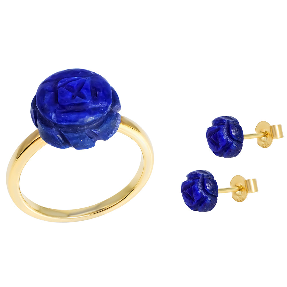 Pozlátené Strieborné Sada s Lapisom Lazuli